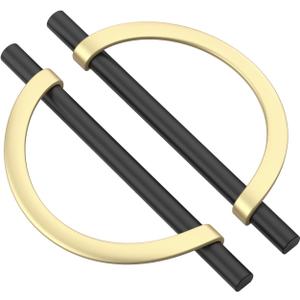 Alzassbg 6 Pack Matt Black and Gold Cabinet Pulls, 5 Inch(128mm) Hole Centers Half Moon Metal Drawer Pulls Kitchen Hardware Cabinet Handles AL3902MB-GB