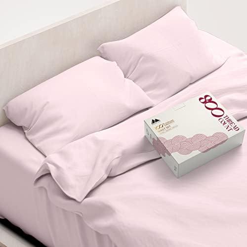 Mayfair Linen 800 Thread Count 100% Cotton Sheets - 4-Piece Hotel Style Luxury Long Staple Egyptian Quality Cotton Sheet Set, Fits Mattress Upto 16'' Deep Pocket (California King Size, Blush)