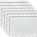 Set of 6 Plastic Serving Trays Food Tray - 14" x 9" Rectangle Serving Platter for Party Cafeteria Kitchen Restaurant , Small Flat Trays for Dessert Fruit Cookie Snack (6, White)