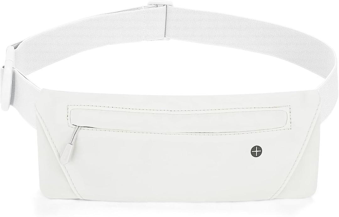 WHIPPY Slim Running Belt Fanny Pack for Women Men Elastic Runners Belt Waist Pouch Chest Bag Phone Holder Waist Pack for Running Hiking (5-White)