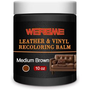 Leather Recoloring Balm & Color Restorer - 10OZ Multipurpose Dye & Paint for Faded Leather Couches, Car Seats, Shoes | Fix Scratches on Clothing, Furniture & Accessories(Medium Brown)