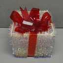 Set of 3 Christmas Lighted Gift Boxes Plug-in 60 Led Light Up Boxes Ornaments for Christmas Decorations Indoor Outdoor Home Yard Xmas Tree Holiday Party Lawn Porch (Tinsel)
