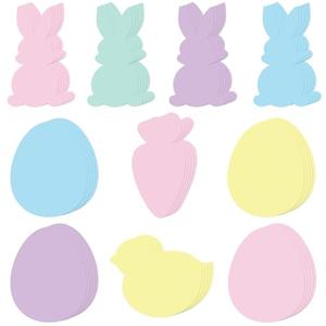 Funrous 80 Pcs Easter Paper Cutouts Pastel Bunny Egg Chick Carrot Cutouts Easter Bulletin Board Decoration with Double-Sided Tape for Spring Holiday Classroom Home DIY Crafts Party Supplies(Mixed)