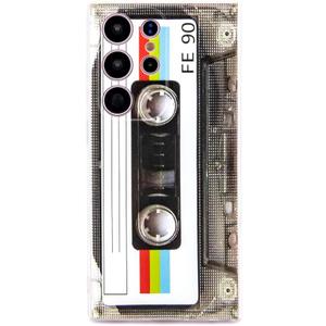Case for Galaxy S23 Ultra with Reinforced Corners TPU Soft Bumper Retro Cassette Tape Case Compatible with Samsung Galaxy S23Ultra