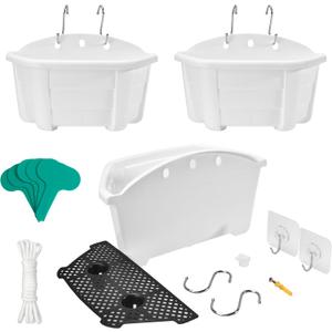 ORIMERC 9.8 inch 3 Pack Wall Hanging Planters Pots for Indoor Plants, Wall Plants Planter Holder with Drainage Hole, Balcony planters Railing Hanging Pot, Plant Wall Mount Decor with Hooks/Screws (White)