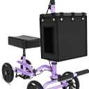 Lightweight Knee Scooter Crutch Alternative, Foldable & Adjustable Knee Scooter for Adults for Foot Surgery, Steerable Knee Walker with Detachable Basket, Includes DIY Stickers-Cream Purple