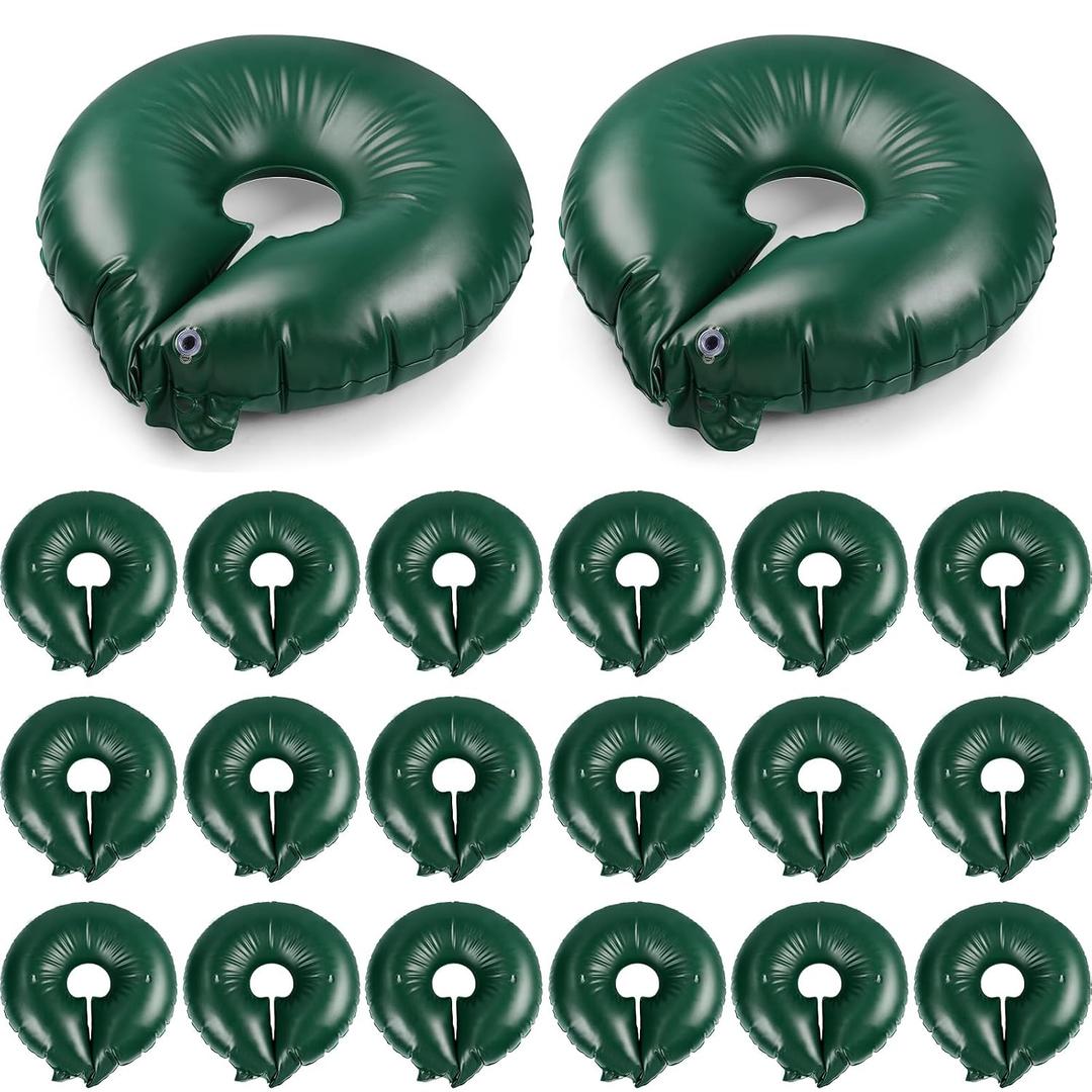 Mumufy 20 Pack Tree Watering Ring Tree Watering Bag 10 Gallon Slow Release PVC Drip Irrigation Water Pouch Automatic Drip System for Planting Gardening Trees and Shrubs, 23.6 Inch (Green), Small to Medium
