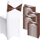 Newwiee 48 Pcs Spandex Chair Bands Animal Print Elastic Chair Sashes Bow Polyester Chair Cover Bands Ties Without Buckle for Animal Safari Jungle Theme Party Birthday Decor (Leopard Print)