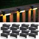 APONUO Solar Step Deck Fence Lights, Outdoor Waterproof Led, 1.77x3.14x1.73in, Black, Warm White, 16 Pcs, Path, Light, for Patio, Stairs, Garden Pathway, Step and Fences