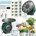 Solar Drip Irrigation System for Outdoor/Indoor,Solar Automatic Drip Irrigation System, Alarm-Clock Shaped Garden Drip Irrigation System Kit with 2200 mAh Battery Humidity Monitoring