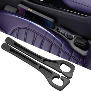 Roseye Car Seat Gap Filler 2-Pack, Universal Black Seat Gap Organizer with Phone Holder, No-Drop Design to Prevent Items Falling Between Seat & Console for Car, SUV, Truck