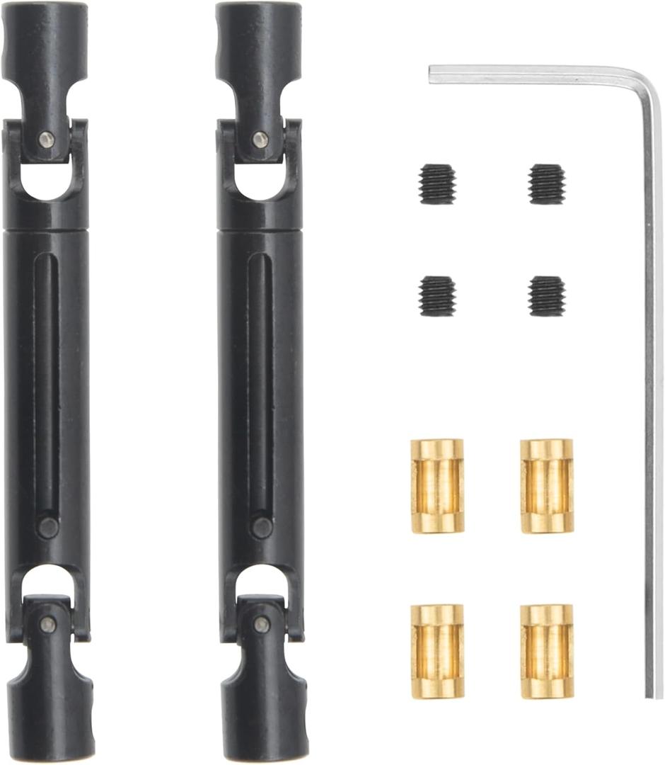 ShareGoo Universal RC Drive Shaft 70mm-93mm w/ 3.17mm to 4mm Shaft Sleeve Compatible with MN Model MN82 LC79 MN78 1/12 RC Crawler Car Upgrade Parts (Black)