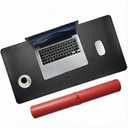 Double-Sided Leather PU Large Mouse pad, Computer Desk pad Non-Slip, Waterproof, Easy to Clean, Suitable for Office and Home Office Writing (Black and Red, 31.515.7 Inches)