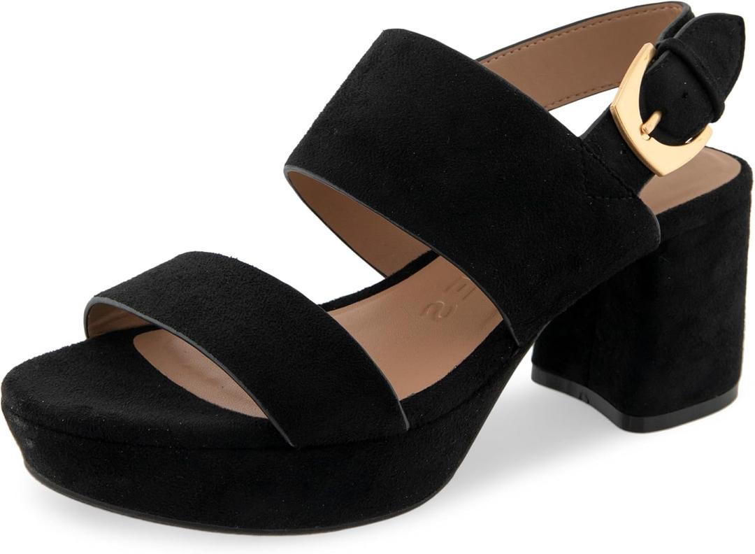 Aerosoles Women's Camilia Platform Sandal 10, Black Faux Suede