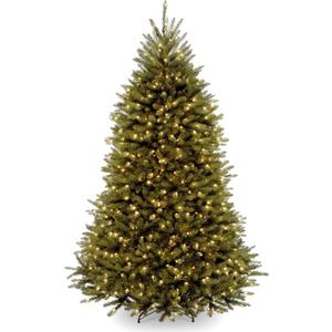 National Tree Company 6 ft Pre-Lit Dunhill Fir Artificial Christmas Tree, 600 Warm White LED Lights, 1,430 Tips, Includes Stand, Green