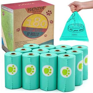 180 Dog Poop Bags Lavender Scented Leak Proof, Easy Tear, 9"x13" Standard Size  Durable for Large/Small Dogs, Fits Most Dispensers (12 Rolls, Crystal Blue) (15 Count (Pack of 12))