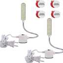 Sewing Machine Light (36LEDs) Gooseneck Work Light with Magnetic Mounting Base, White Soft Light for Lathes, Drill Presses, Workbenches (2PACK) (Silver)
