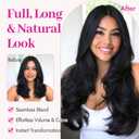 KooKaStyle Clip In Hair Extensions, Natural Long Layered Soft Invisible Synthetic Curly Wavy Hairpieces for Women, 4 pcs (20 Inch, Black)