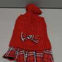 WOYYHO Girl Dog Sweater Dress with Bowtie Turtleneck Small Dogs Sweater with Leash Hole, Knitted Small Dog Sweaters Dress Puppy Winter Clothes for Yorkies Chihuahua (S, Red)