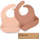 PandaEar Silicone Bibs for Babies Toddlers Girls| Adjustable Waterproof BPA Free Soft Durable Bibs for eating with Large Pocket Food Catcher