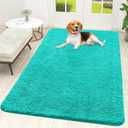 OLANLY Dog Door Mat for Muddy Paws 59x35, Absorbs Moisture and Dirt, Absorbent Non-Slip Washable Doormat, Quick Dry Chenille Mud Mat for Dogs, Entry Indoor Entryway Carpet for Inside Floor, Teal