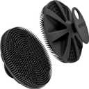 INNERNEED Food-Grade Soft Silicone Body Scrubber Shower Brush Handheld Cleansing Skin Brush, Gentle Exfoliating and Lather Well (Black)