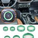 Savadicar CKT02 Billet Aluminum Control Knob Trim Sets, Headlight/4WD/HVAC Climate Control Knob Bezels, Air Conditioner/Radio Switch Cover for 2021-2025 Ford Bronco Sport, Interior Accessories, Green