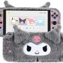 Kuitmor Plush Protective Case for Switch OLED, PC Hard Protective Shell Cover, Anti-Scratch and Shock-Absorption Switch OLED Cover with Stand