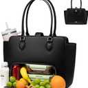 LOVEVOOK Lunch Tote Bag for Women, 2-in-1 Work Tote Bag with Lunch Compartment, Insulated Lunch Bag & 15.6 Inch Laptop Bag for Women, Ideal for Teacher, Nurse and Camping Use, Black