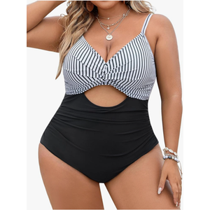 Blooming Jelly Womens Plus Size Bathing Suit Tummy Control One Piece Swimsuit Twist Front Ruched Swimwear, XL