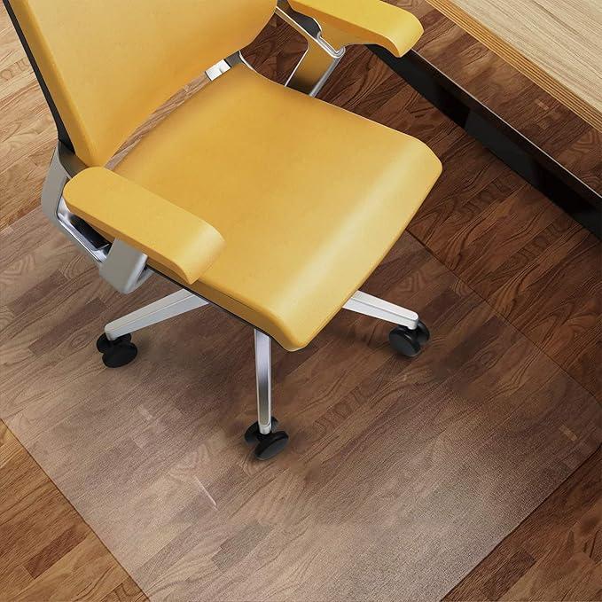NATRKE Floor Protection Mat, Transparent, Size 122 x 92 cm, 48" x 36.22" Office Chair Mat, Swivel Chair Mat, Desk Chair Mat for Hard Floor, Parquet Floor Mat, PVC Floor Underlay, Laminate, Parquet