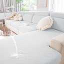 Waterproof Couch Cushion Covers, Stretch Magic Sofa Seat Slipcover, Waterproof Sectional Couch/Sofa Cushion Covers for Pets Washable (3PC, Grey)