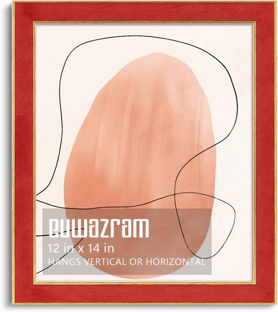 Suede 12x14 Frame - Single Frame, Elegant Red 12 x 14 Poster Frame, 12x14 Picture Frame for Artwork, Puzzles, Photos, and Movie Posters