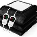 Homemate Heated Electric Blanket Queen Size - 84"x90" Heating Bed Blanket Throw with 10 Heating Levels 8 Hours Auto Off Fast Heating Over-Heat Protection Ultra Soft Flannel ETL Certified, Black