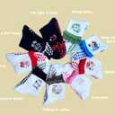 Women Cute Pilates Socks Grip Crew Yoga Socks Ruffle Cuff Embroidery Pattern Workout Ballet Socks (Black)