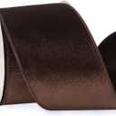 Ribbli Dark Brown Velvet Wired Ribbon 4 Inch Velvet with Satin Christmas Ribbon for Gift Wrapping Christmas Tree Decoration Crafts Wreaths Supplies-Continuous 10 Yards