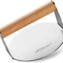 ALLTOP Smash Burger Press,Stainless Steel Non-Stick Hamburger Press Patty Maker for Flat Top Griddle,Grill,BBQ,Kitchen - Round Accessory (6.2 Wood Handle)