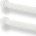 2 Pack Heavy Duty 1 Inch Diameter Single Curtain Rods 72-144” Adjustable Window Curtain Rod with Cylindrical Cap Finials, Wall Mount and Ceiling Mount, Matte White