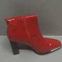 DREAM PAIRS Women's Square Toe Gogo Boots Elastic Ankle Boots High Chunky Block Heel Mid Calf Boots (9, Red/Pu)