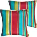 Enipate Inserts Included Outdoor Throw Pillows, Pack of 2 Striped Water Resistance Stuffed Pillows for Patio Furniture Decor 18x18 in