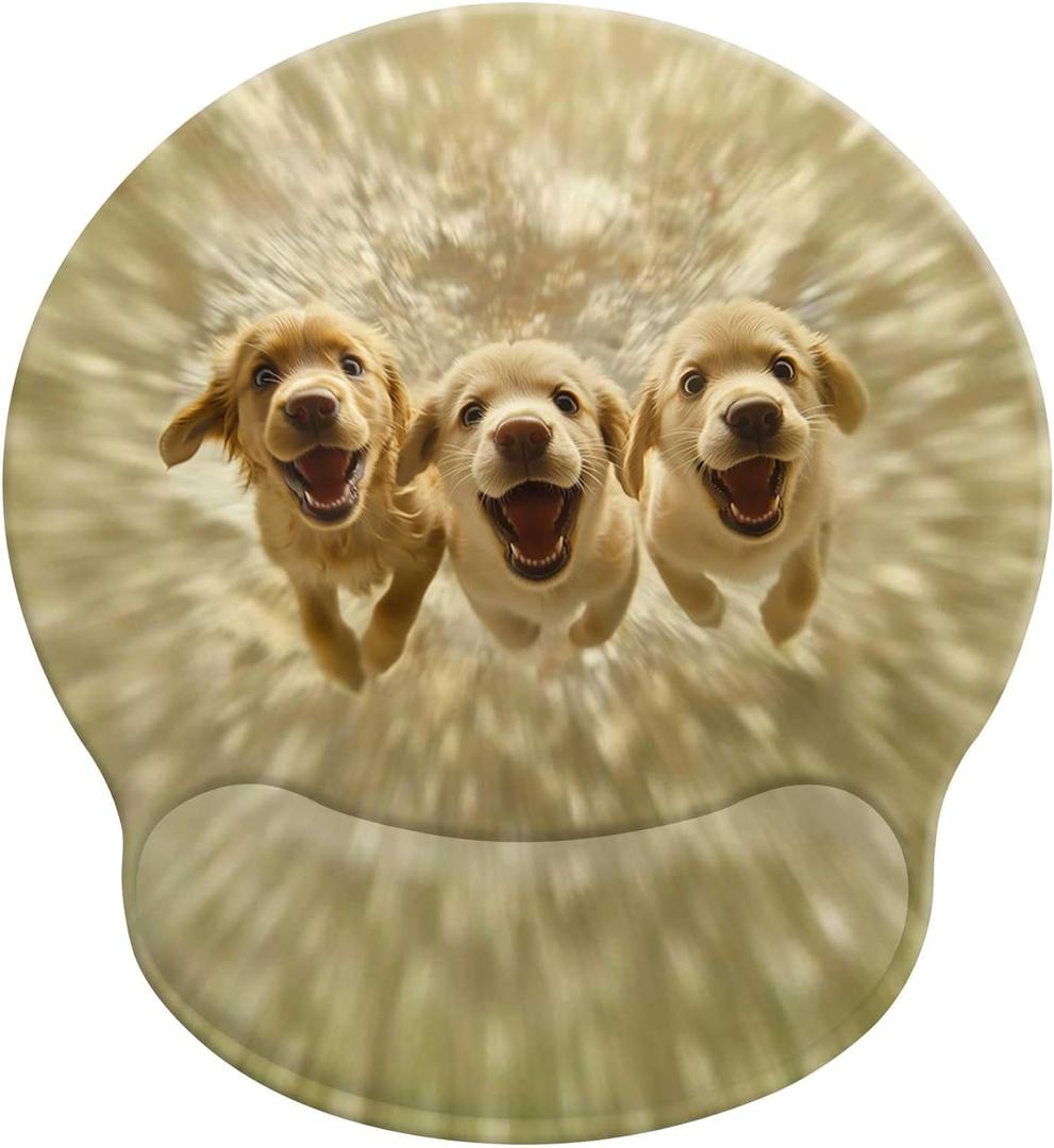 Cute Dog Mouse Pads for Desk, Golden Retriever Ergonomic Mouse Pad with Wrist Rest, Gaming Mouse Pad with Wrist Support, Funny Mouse Pads for Desk, Computer Mousepad with Non-Slip Pain Relief PU Base