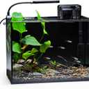 NICREW 2.5 Gallon Nano Nature Aquarium Kit, Ultra-Clear Rimless Desktop Fish Tank with Light, Filter, Gravel and Rock, Perfect for Small Fish, Shrimp, or Betta, Complete Version, Black