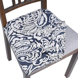 SearchI Seat Covers for Dining Room Chairs Stretch Printed Chair Seat Covers Set of 4, Removable Washable Upholstered Chair Seat Protector Cushion Slipcovers for Kitchen, Office(Flowers Pattern9)