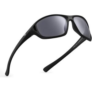 KastKing Dugan Polarized Sport Sunglasses for Men and Women, Ideal for Driving Fishing Cycling Running, UV Protection (Frame: Black/Lens: Smoke)