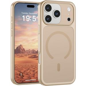 SUPFINE Magnetic for iPhone 17 Pro Max Case (Compatible with MagSafe)(Military Grade Drop Protection)(Camera Protection) Translucent Matte Shockproof Phone Cover,Desert Gold