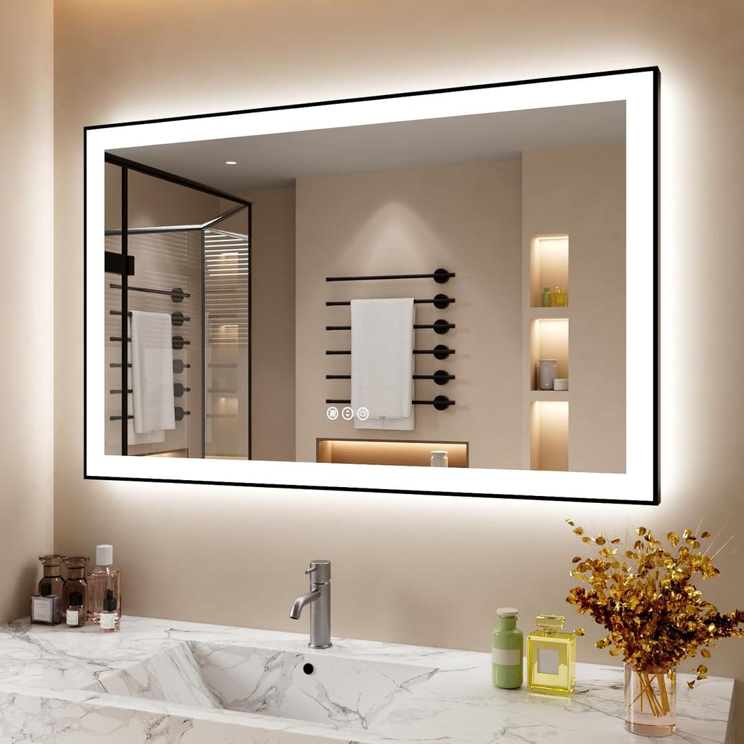 48x30 Inch LED Bathroom Mirror with Black Frame, 
Product Dimensions	48"L x 30"W