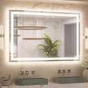Keonjinn LED Mirror for Bathroom 48 x 30 Inch, Frontlit & Backlit Bathroom Vanity Mirror with 3 Color Lights, Lighted Bathroom Mirror with Anti-Fog, HD Tempered Glass, UL-Listed LED Driver, CRI90+