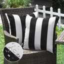 WESTERN HOME WH Pack of 2 Decorative Outdoor Waterproof Striped Throw Pillow Covers Polyester Garden Modern Farmhouse Striped Cushion Cases for Patio Tent Balcony Couch Sofa 18x18 inch Black