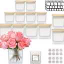 CONNOO 12 Pack 9oz, 3oz Frosted Square Candle Jars for Making Candles, Thick Glass Bulk Empty Candle Containers with Airtight Bamboo Lids for Candle Making, Sticky Warning Labels - Dishwasher Safe