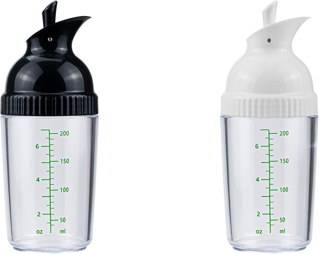 Nicunom 2 Pack Salad Dressing Shaker Container, 7 Oz Salad Dressing Mixer Bottle Mixer Dispenser, Dripless Pour, Soft Grip, BPA Free